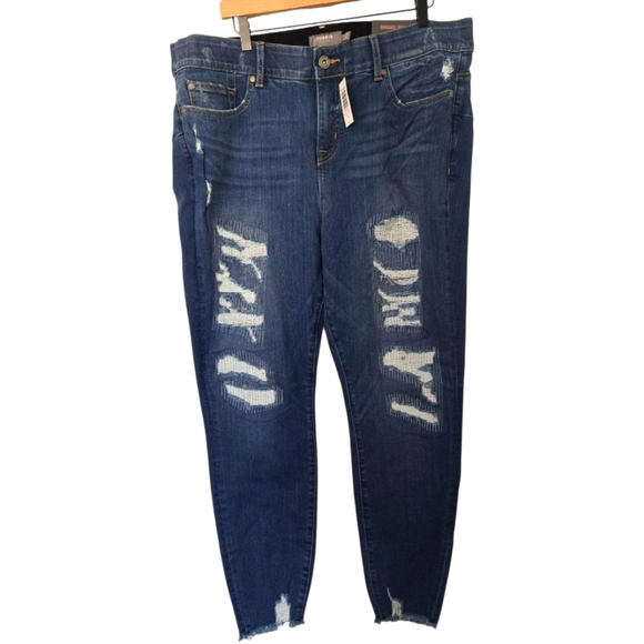 NWT Torrid Blue Skinny Jeans with Distressed Design Size 20T - Picture 1 of 6